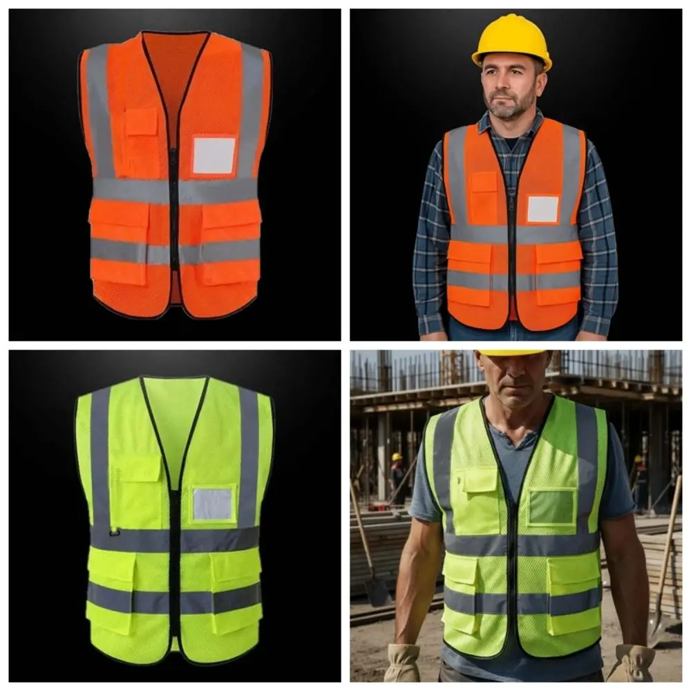 Светоотражающий жилет высокой видимости, предупреждающий один размер, уличная защитная одежда с карманом, дышащее защитное снаряжение для бега, спортивное