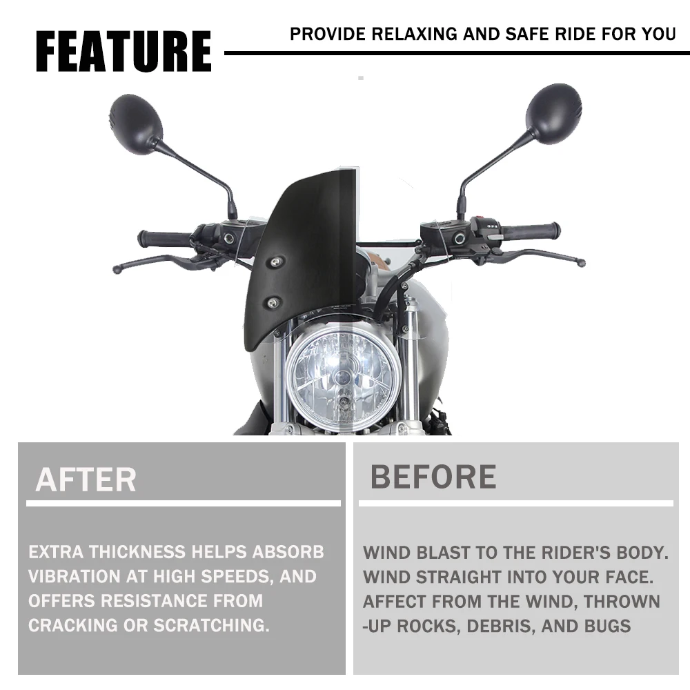 R9T R تسعة T الزجاج الأمامي لسيارات BMW RNINET تشويش إذاعي المتسابق الحضرية النقية 2014-2022 المصباح هدية منحرف شاشة الرياح #2