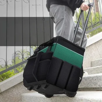 ホイール付きのプロの電気技師のツールバッグ、多機能ポケットオーガナイザー、スーツケースのツールカート、大型のエコバッグ