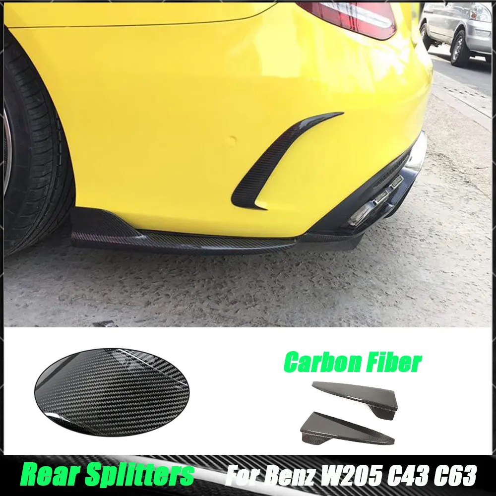 

2Pcs Carbon Fiber Rear Bumper Lip Splitters Aprons Flaps For Benz C Class W205 C205 C63 2015-2019 Cup Side Wing Styling