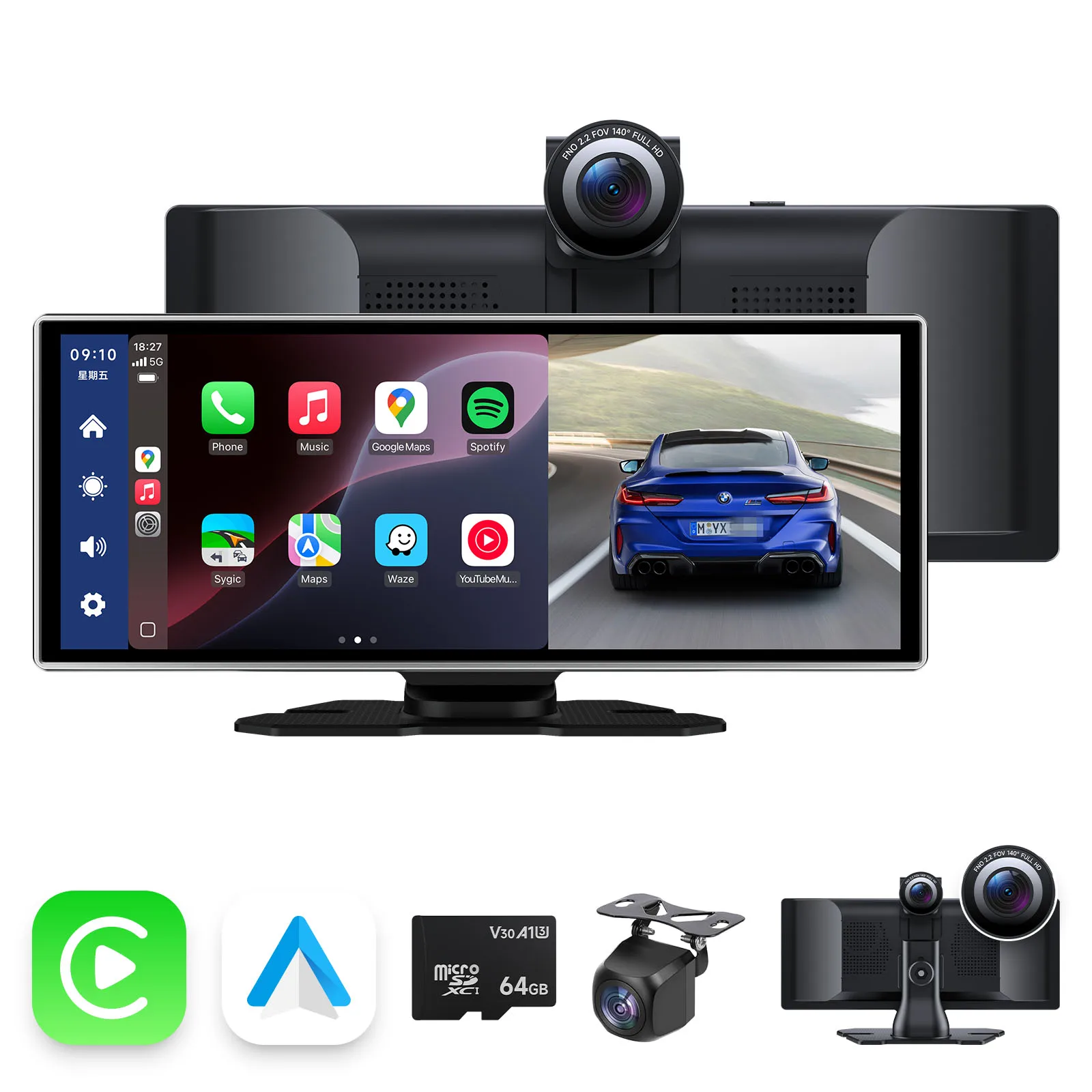 

JIUYIN 4K HD DVR11.26 inch Universal Car Radio Multimedia Navigation Wireless CarPlay Apple Android Auto Mirror Music Player