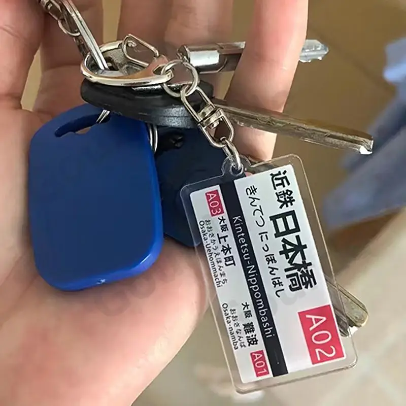 Gantungan Kunci Akrilik Bergaya Kreatif dengan Nama Merek Stasiun Kereta Api Gaya Jepang untuk Casing iPhone dan Tali Gantungan