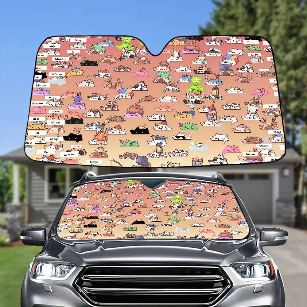 Funny Bongo Cat Car SunShade Windshield Anti-UV Car Window Windscreen Cover Sun Shade Auto Visor
