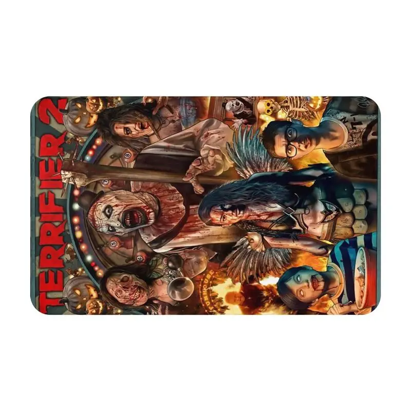 Custom Terrifiers Halloween Horror Movie Front Door Mat Anti-Slip Outdoor Absorbent Doormat Kitchen Balcony Entrance Rug Carpet