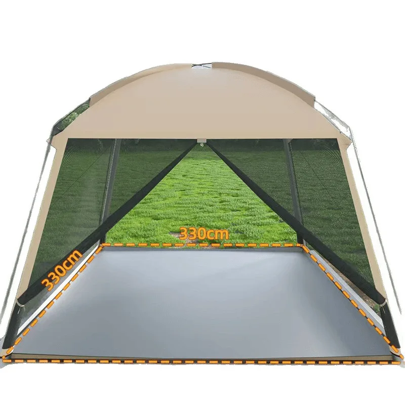 Outdoor camping mesh tent multi-person integrated barbecue beach camping sun protection mosquito protection sunshade portable pe