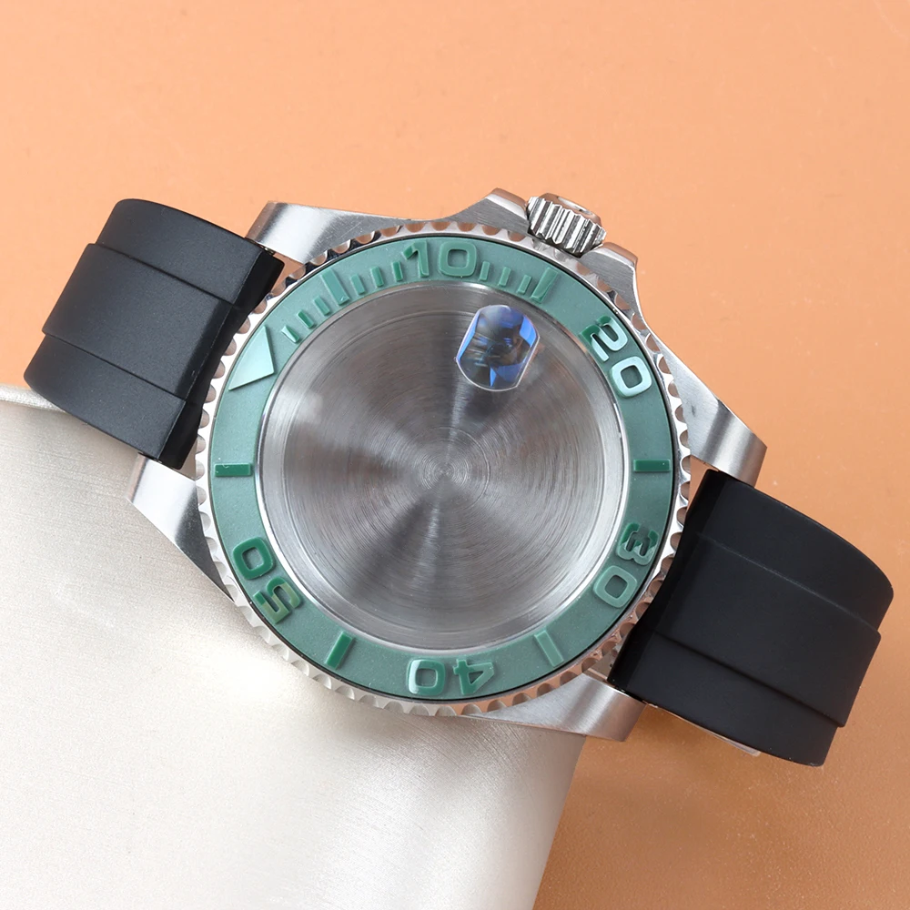 

NH35 Case 40mm Rubber Bracelet 10ATM Waterproof Fit NH34 NH35 NH36 NH38 Movement 28.5mm Dial YACHT-MASTER Case Sapphire glass