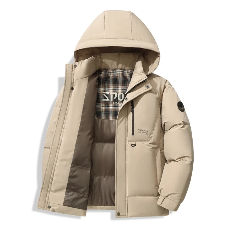 سترات رجال الأعمال بقلنسوة سترات عصرية بقلنسوة ملابس عمل غير رسمية سترة بقلنسوة قابلة للإزالة ومقاومة للبرد #4