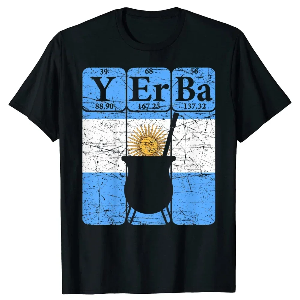 Yerba Mate Periodic Table Gourd Argentina Flag T Shirts Graphic Short Sleeve Birthday Gifts science chemistry T-shirt Streetwear