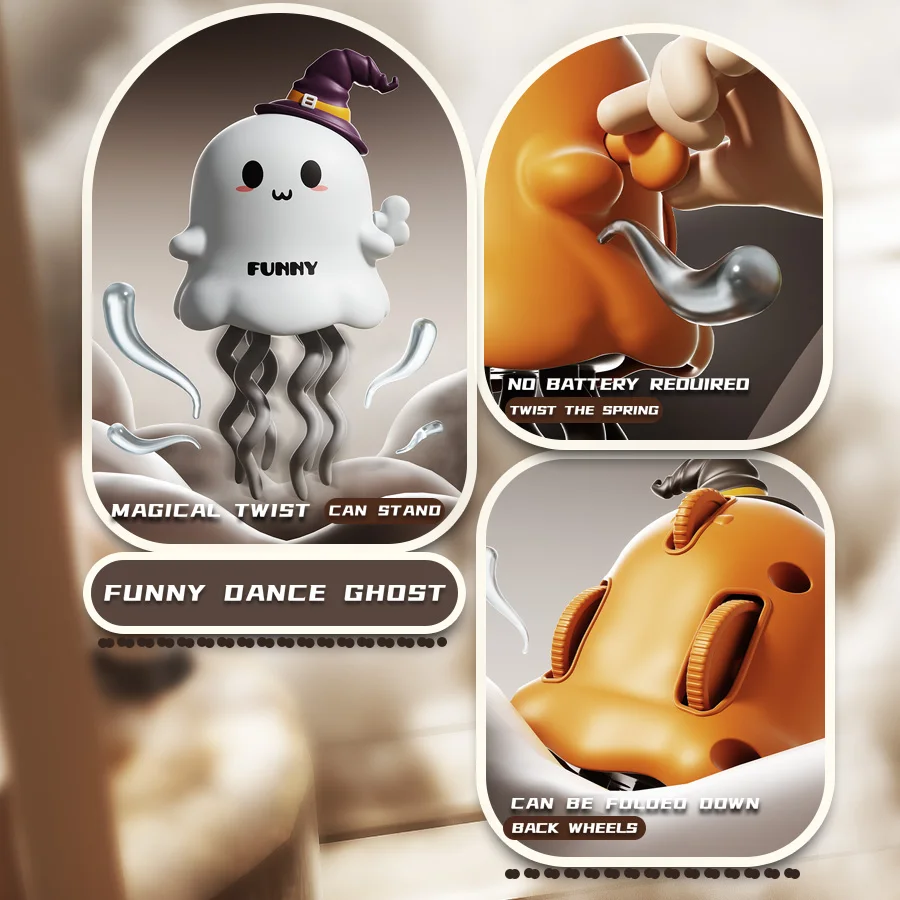 Juguete con cabeza de calabaza de baile retorcido para niños, juguete fantasma de baile con mecanismo de relojería, juguete para aliviar el estrés, adorno de Halloween, regalo de Navidad