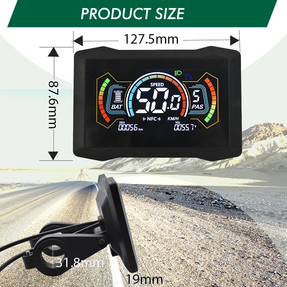 UART2 H7C LCD NFC Display Dashboard Display Cycling Computer Odometer Meter Screen  Electric Bike Meter For Electric Scooter image 7