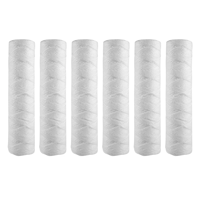 

10 Micrometre String Wound Sediment Water Filter Cartridge,6 Pack,Whole House Sediment Filtration,Universal