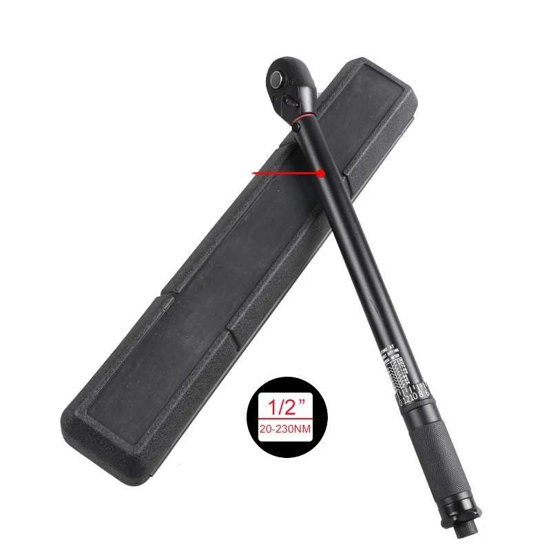 Chiave dinamometrica 3 in 1 da 1/2", 20-230 Nm, testa a cricchetto a doppia direzione, tipo a scatto, in acciaio CR-V con cassetta degli attrezzi per riparazioni auto e moto