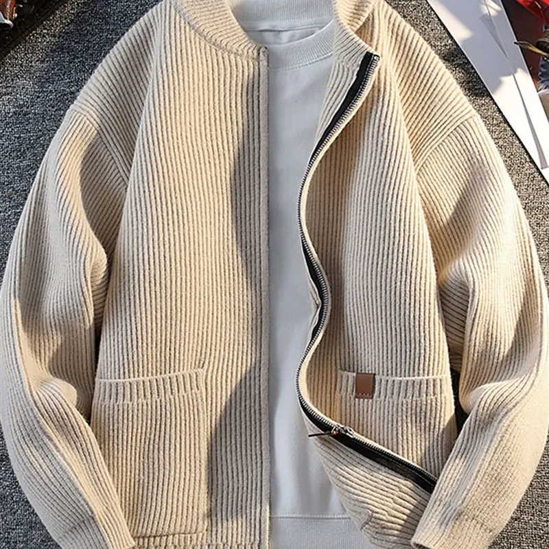 

Мужской вязаный кардиган на молнии Jaet, повседневный бейсбольный жилет, весна-осень, новая модная верхняя одежда, удобная длинная све