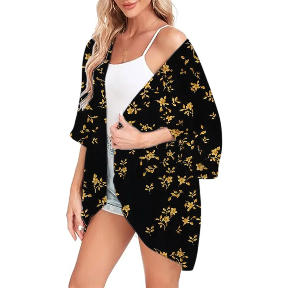 Women's Beach Bikini Swimsuit Elegant Boho Style Summer 2024 Beach Open Front Tops Oversized Vintage Kimono Cardigan Shirts Coat