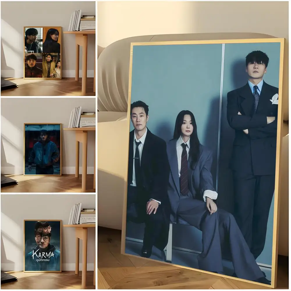 Korean TV series Karma Painting Calligraphy HD Framed Canvas Wall Art for Bedroom Cafe Decor or Gift