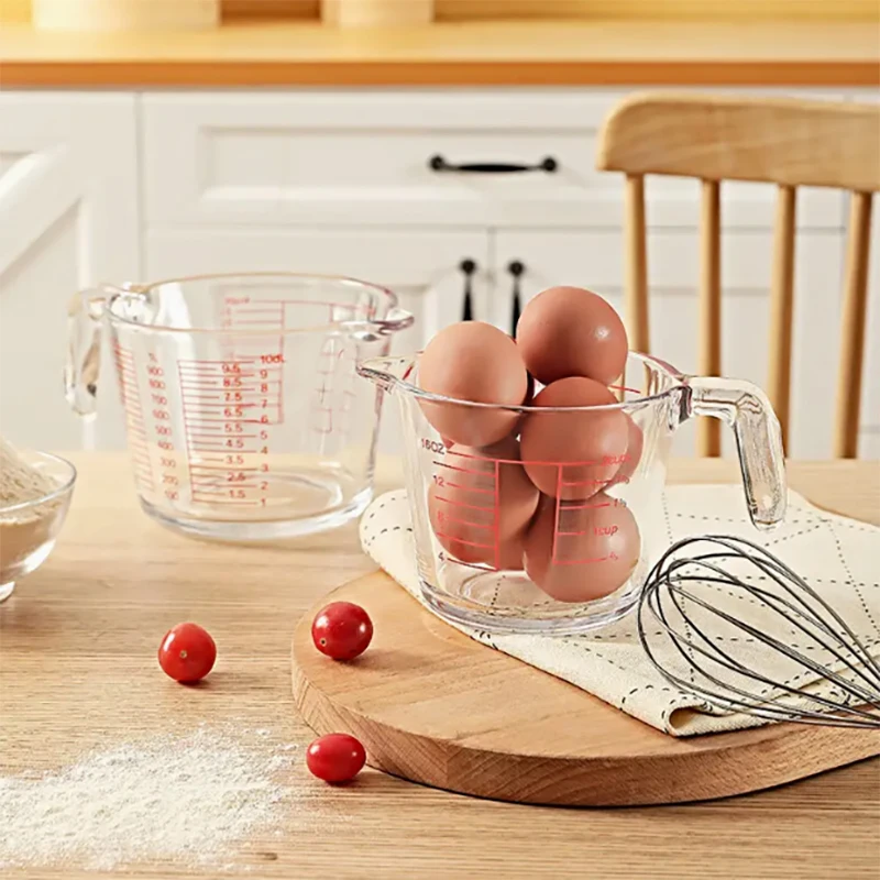 Gelas pengukur gelas untuk memanggang dan memasak, pencuci piring, Freezer, Microwave, dan Oven panas aman, alat dapur penting