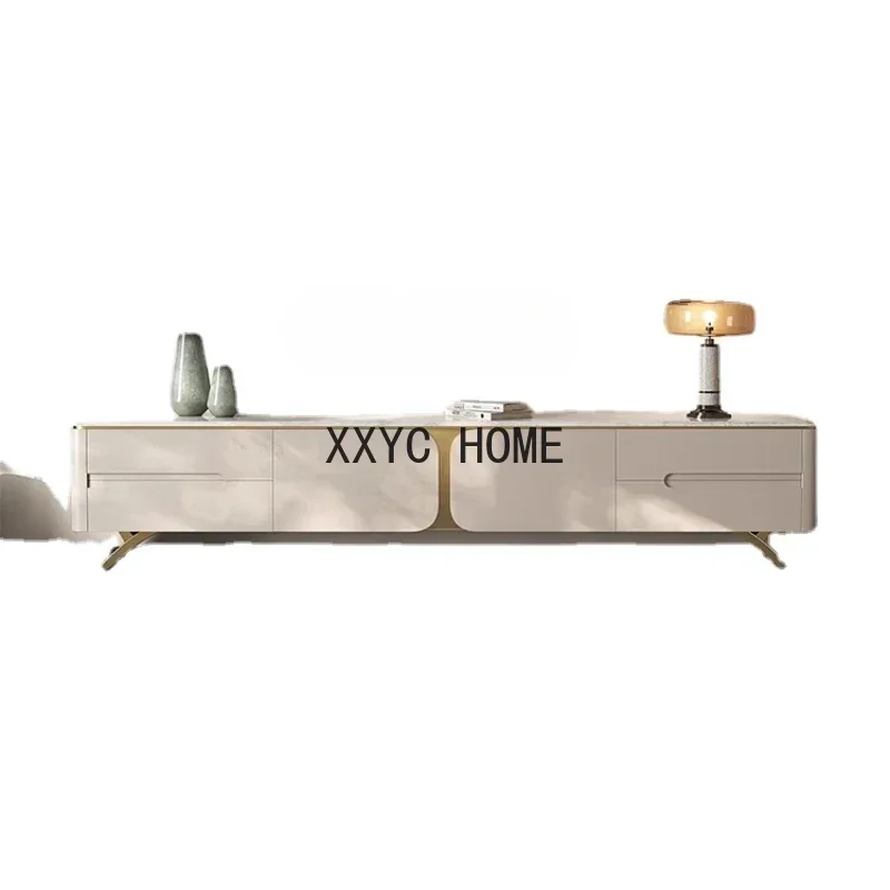 

Комбинация шкафа для телевизора из натурального мрамора и чайного столика для гостиной, краска из нержавеющей стали