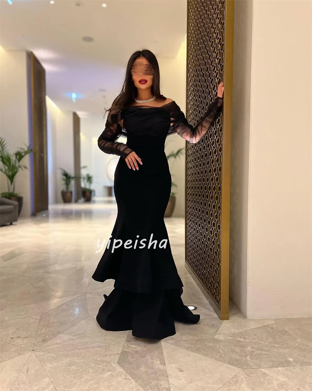 تخصيص جودة عالية مطابقة جيرسي Ruched حورية البحر خارج على الكتف فساتين طويلة فساتين مناسبة مخصصة الأحجام المتاحة