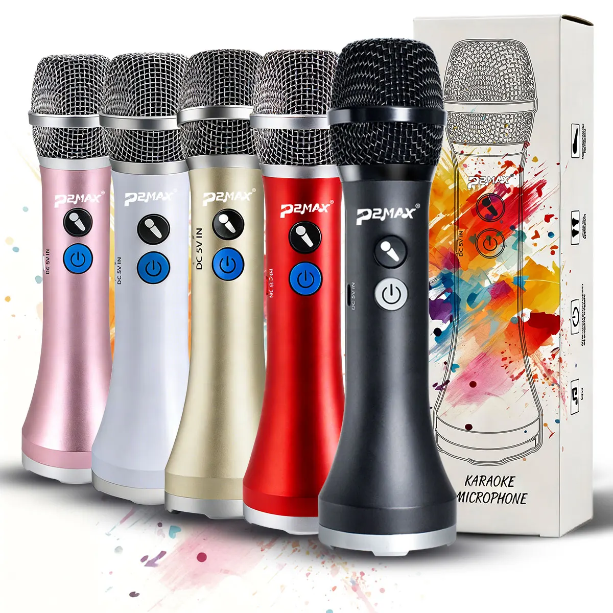 

Микрофон-мегафон для караоке 5 цветов с усилителем звука, эхо-эффектом, TWS, для разговоров, встреч, уличных мероприятий, путешествий, тренировок