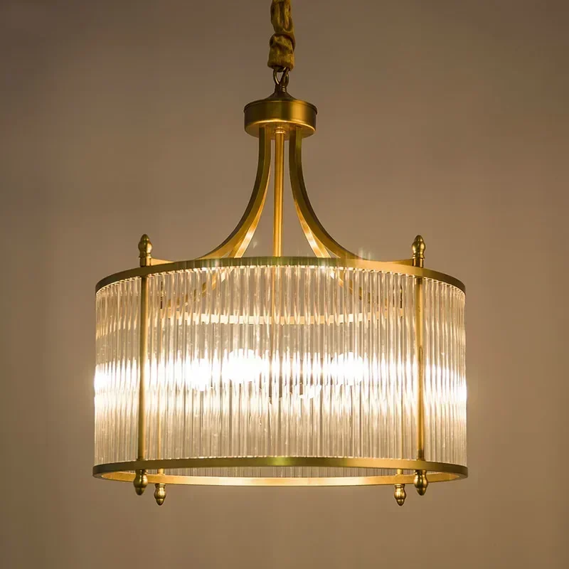 Nordic Luxury Copper Glass Chandelier Living Room Restaurant Bedroom Kitchen Hotel Ceiling Lamp Home Decor LED Lighting Fixtures