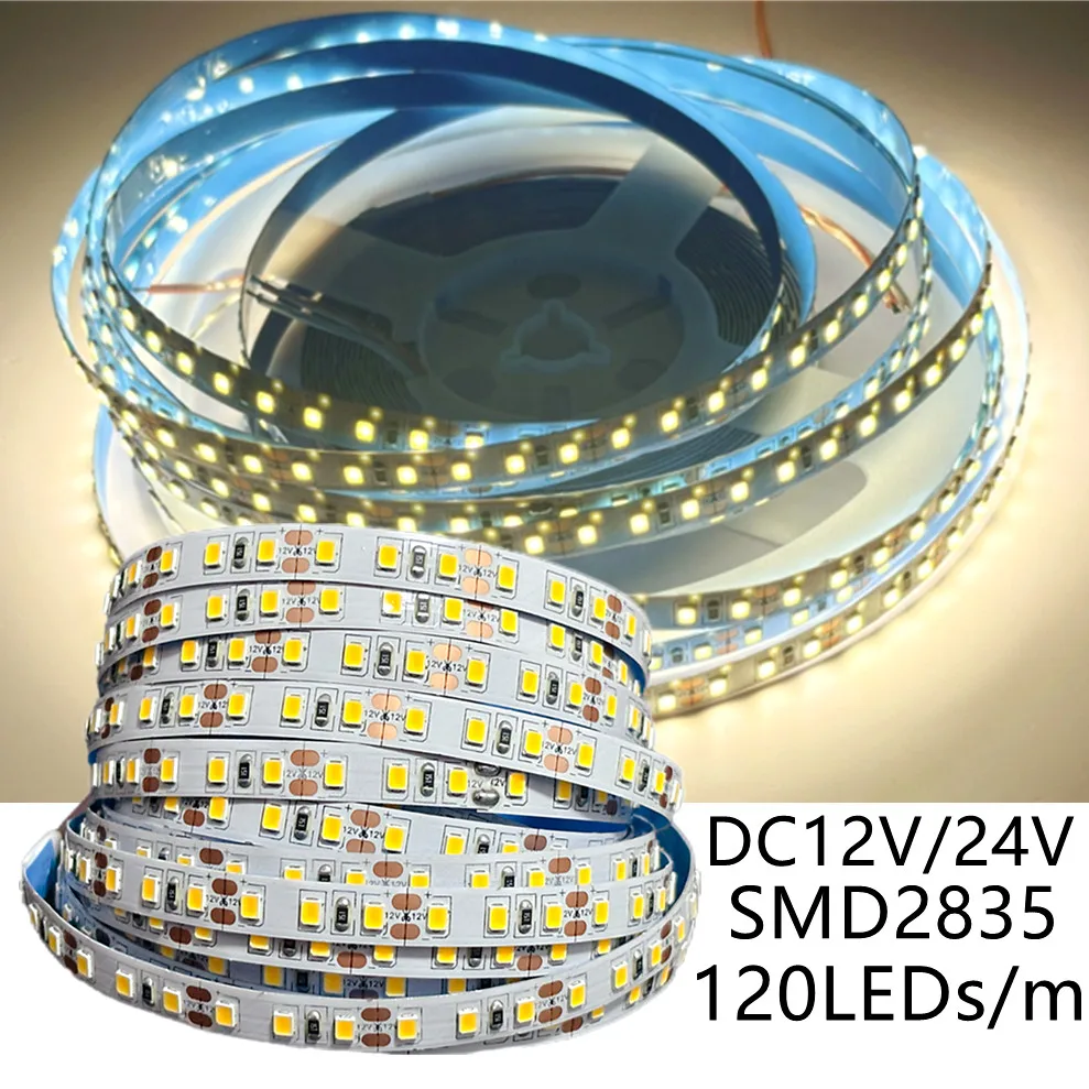 2835 LED Strip 120LEDs/m DC12V 24V Home Lamp Strip Decor Red Ice Blue Green Yellow Pink 2835 Flexible And Cuttable Soft Lamp Bar