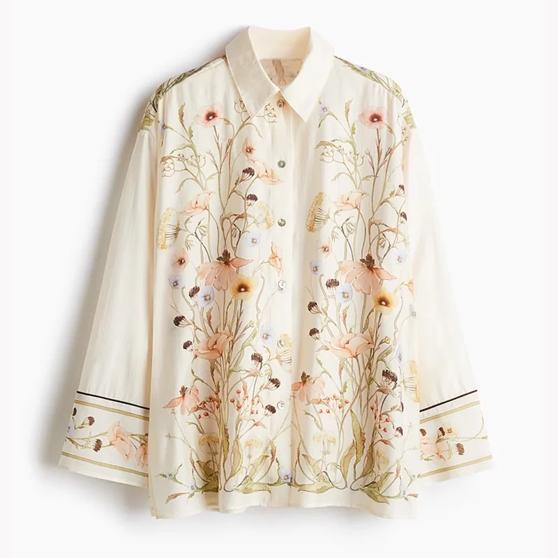 Spring New Arrival Women's Floral Patterned irt And Long Pants Faion Set Long Sve Casual Wear for Ladies