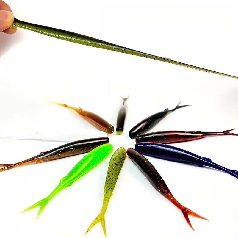 10 Stück Schwimmende Bionische Köder Gabelschweif-Weichköder Hochsalzbeständiger Köder Bissfester Wildbass-Köder Angelzubehör