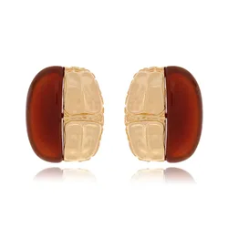 Metal Resin Splicing Square Geometric Stud Earrings for Women New Simple Classic Design Jewelry Party AccessoriesZAA