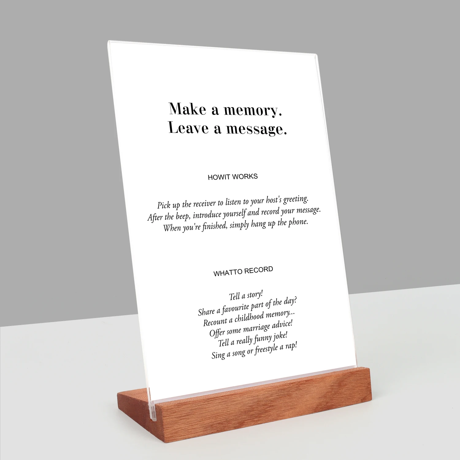 A5 148X210MM Slant Back Acrylic Sign Holder Display Stand Picture Ad Brochure Flyer Frame Wood Menu Price Paper Message Board