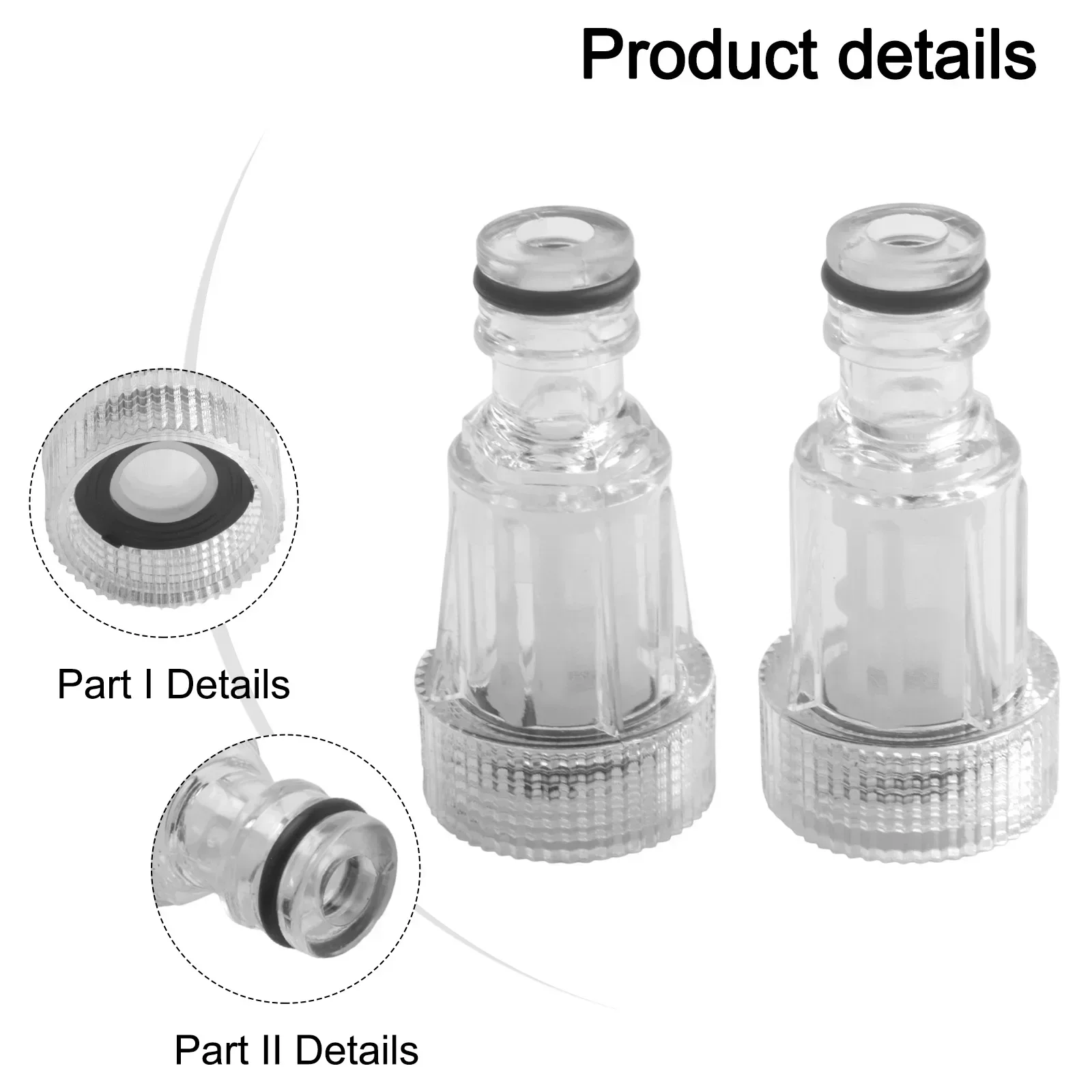 

Pressure Washers Water Filter Water filter Yard High Pressure 140° 3cm Plastic Transparent 175PSI 2pcs Attachment