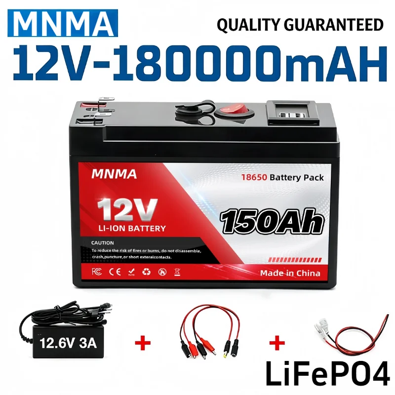 

Lifepo4 12v Battery Solar Battery Lithium 180Ah 12V Lithium Battery 10-Year Life 4000+ Cycles BMS for Solar & Marine Devices