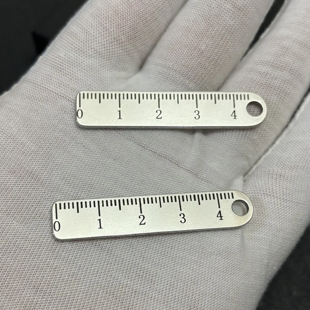 Portable Stainless Steel Mini Ruler Anti Lost Small Size Mini Straight Ruler Keychain Office Supplies