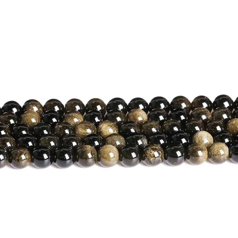 Naturstein Goldener Obsidian Perle Irisation Rund Lose Distanzperle 4 6 8 10 12mm Für Schmuckherstellung DIY Armband Halskette Zubehör – Detail 6