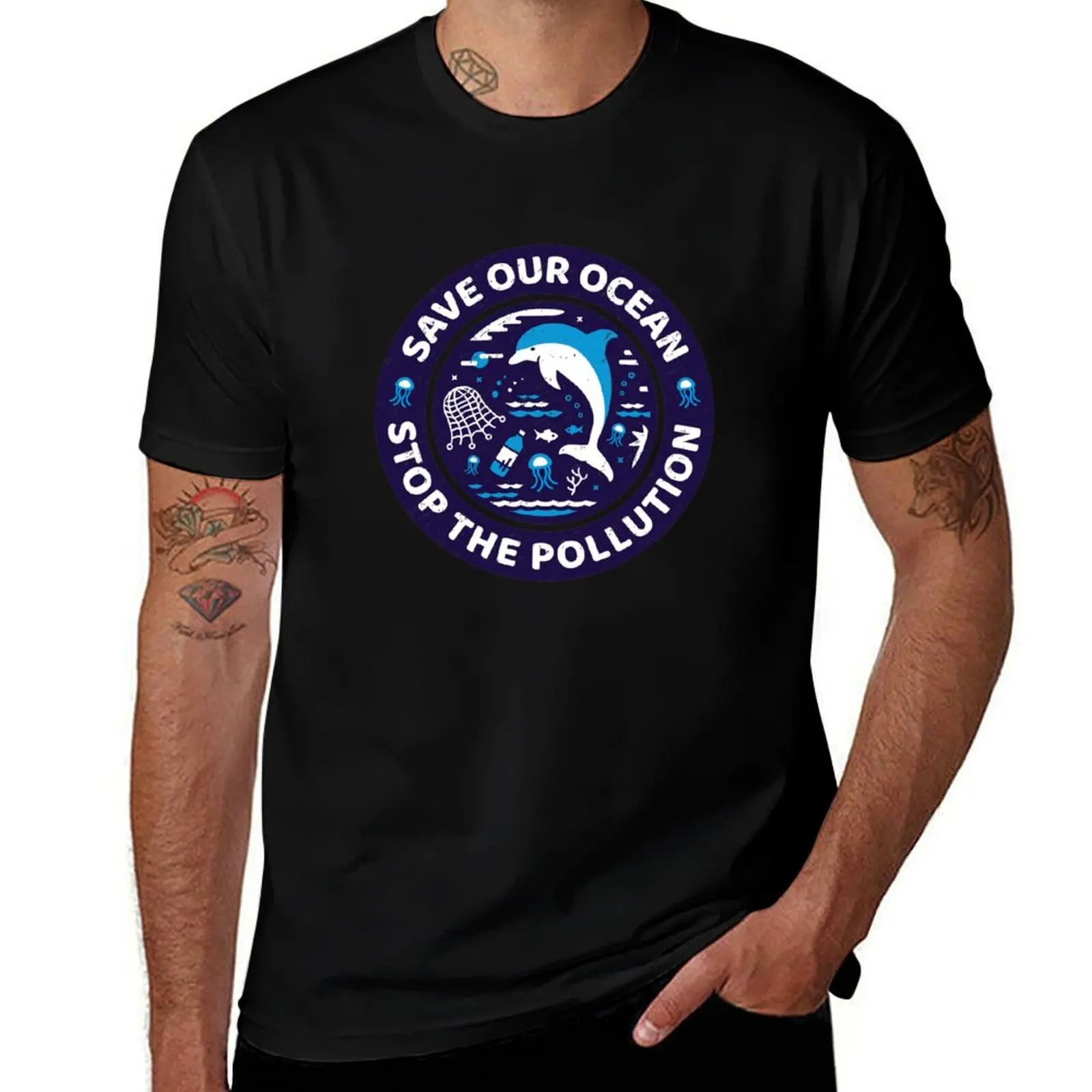 Save Our Ocean Stop The Pollution - Dolphin T-Shirt anime stuff sublime for a boy cute clothes shirts men