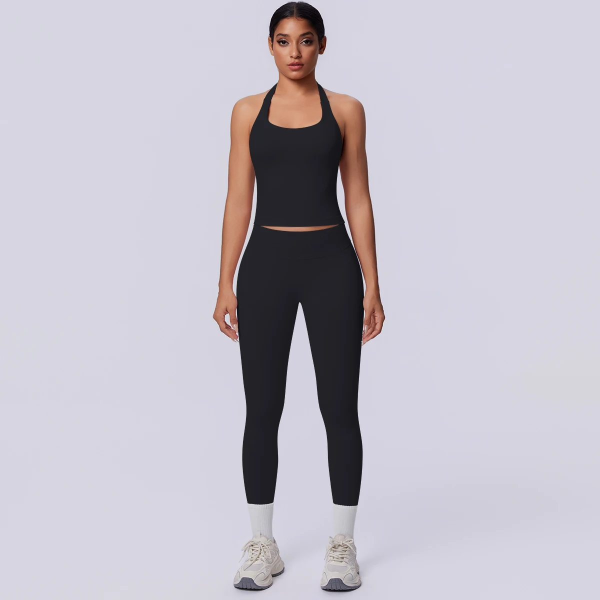 Sport Fitness Kleidung Damen Yoga Set Sommer Gym Lauf-Workout Top Yoga Weste Einfarbige Po-Formende Fitness Hose Yoga Set – Detail 18