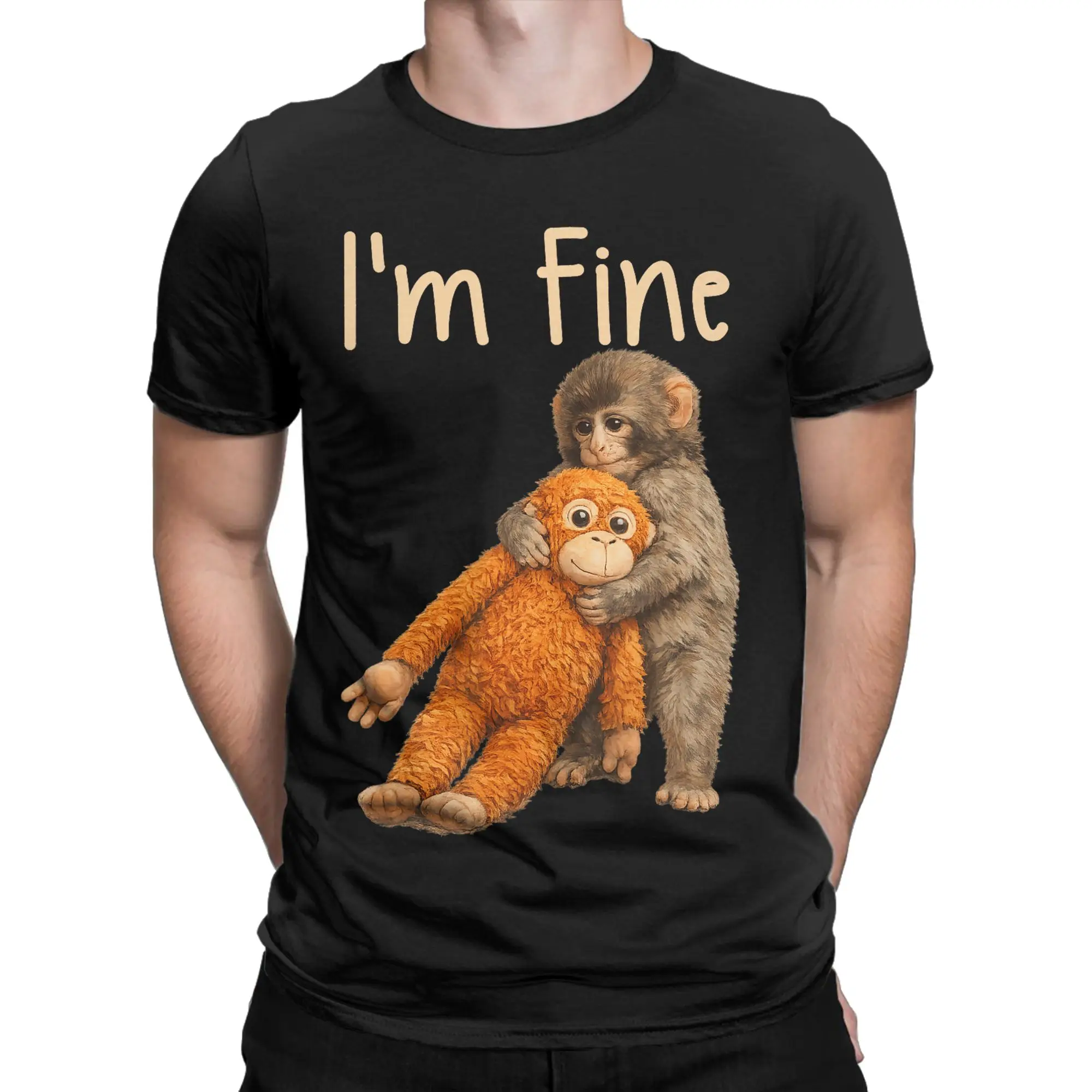 Baby Monkey Punch Cute Cuddly Little Love T-Shirt Beach  Cotton T Shirts For Man Hipster Design Tee Shirt Short-Sleeved Top Tees