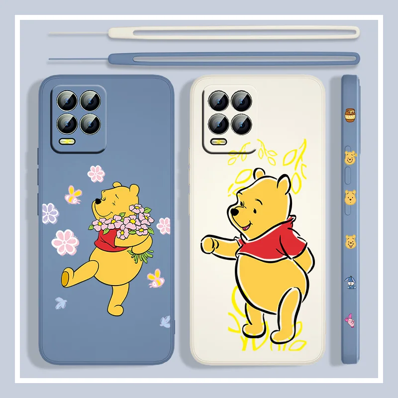 Disney Edward Pooh For Realme Q3S GT 2 S7 ST S2 C25Y C21Y C11 C17 Narzo 50A 50i 30 20 Liquid Left Rope Phone Case Capa