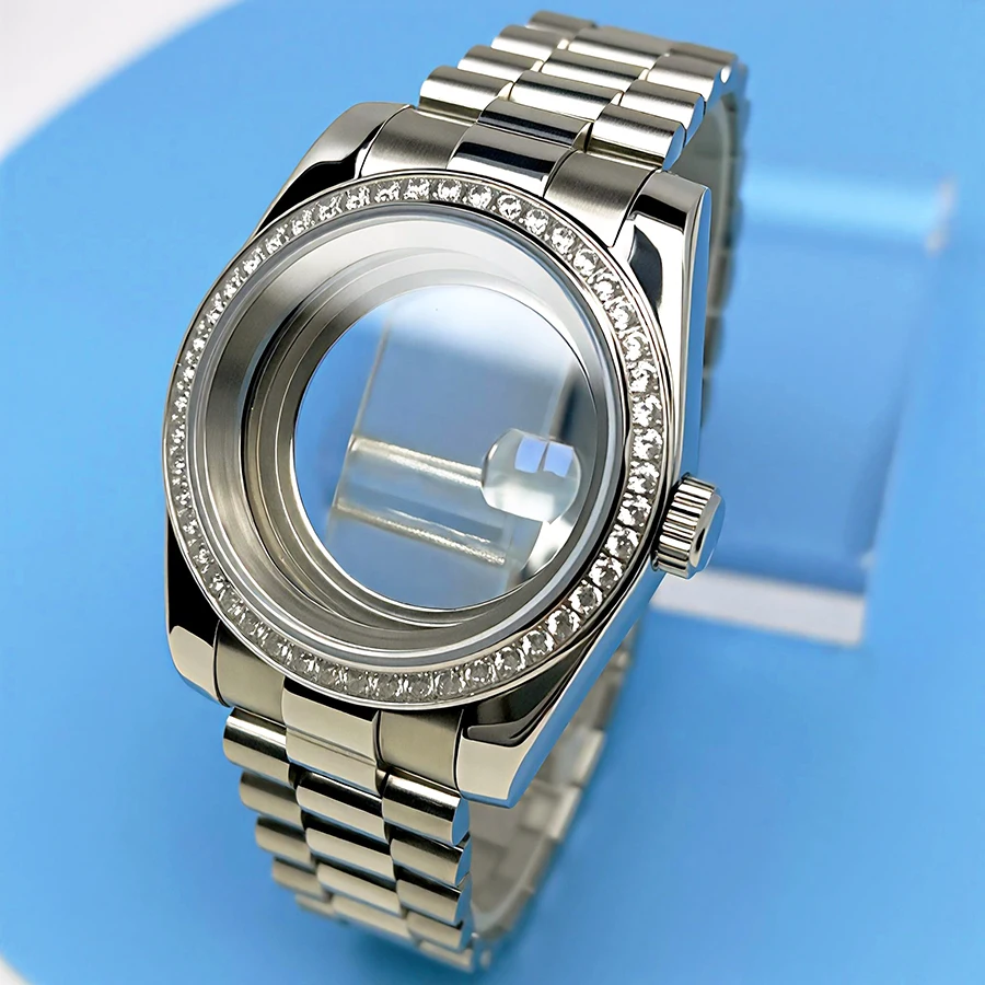 36mm/39mm NH35 NH36 Watch Case Set Sapphire Crystal Diamond Bezel Stainless Steel Bracelet Seik Mod Parts
