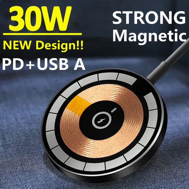 Magnetic Wireless Charger for Macsafe iPhone 15 14 13 12 Pro Max Mini USB A PD Fast Wireless Charging Pad Stand Phone Chargers