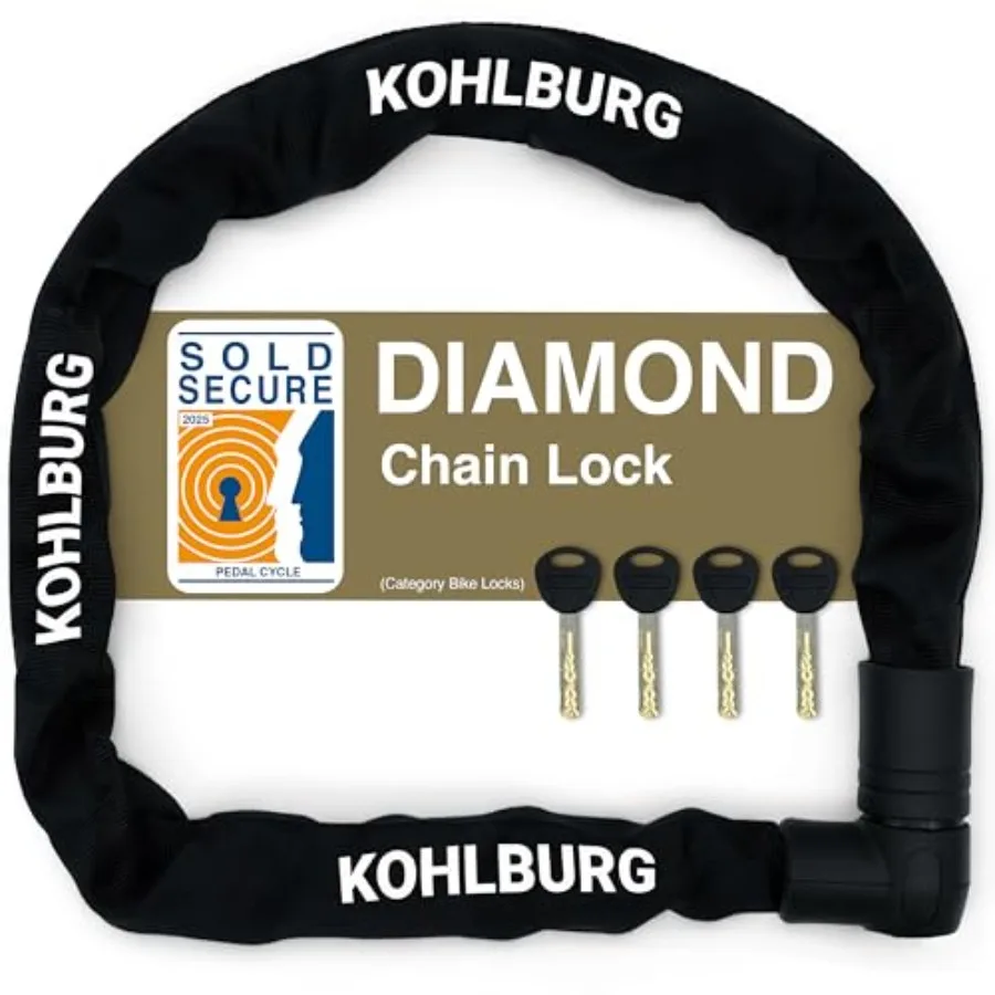 

Heavy-Duty Chain Lock 4 ft Long, Hardened Steel, Black, Bolt Cutter Safe Security Level 15 for Motorcycle, Scooter, Moped, E-Bi