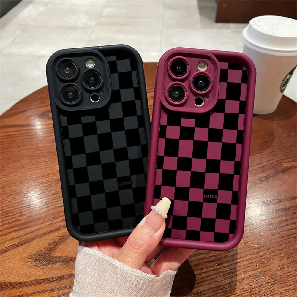 Black and white checkered Graphic Phone Case For iPhone 15 14 13 12 11 X XR XS SE2 SE 8 7 Plus Pro Max Mini Silicone Back Cover