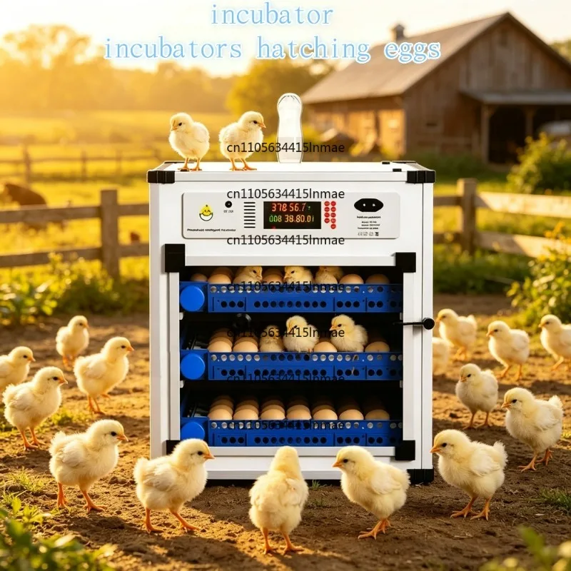 Automatic Temperature & Humidity Display & Egg Turning Automatic Egg Incubator 204 Eggs PVC Dual Electric Hatching Machine