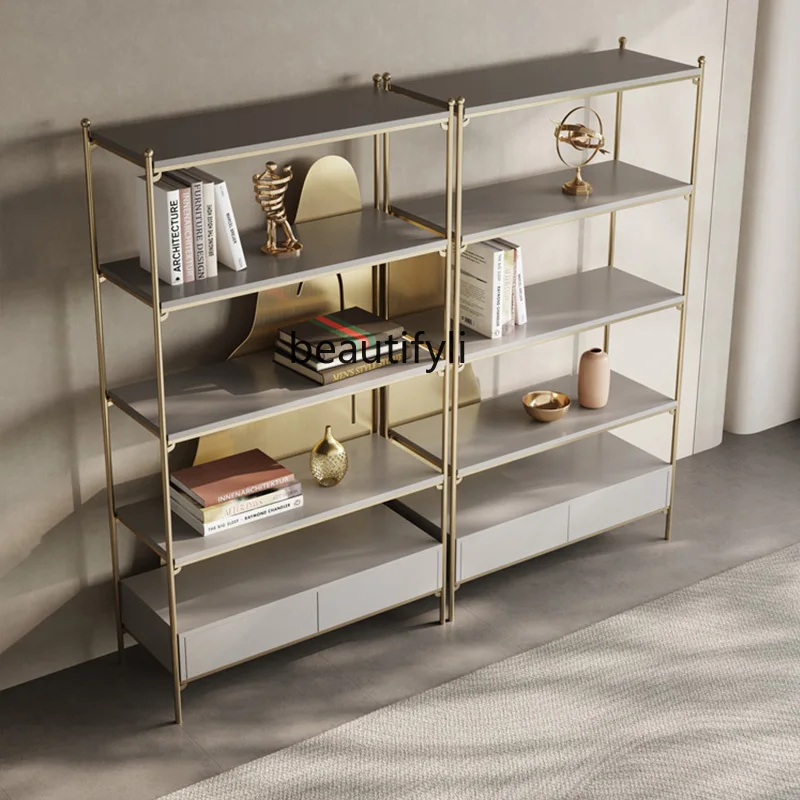 Floor-to-Wall Multi-Layer Partition Stainless Steel Shelf Hotel Office Antique Shelf