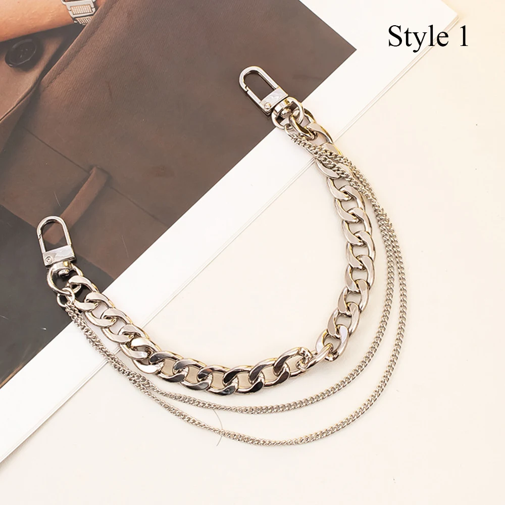 Multi-layer PU+Metal Chain Strap For Bags DIY Handles Personality Shoulder Bag Chain Short Wrist Strap Mobile Phone Lanyard New