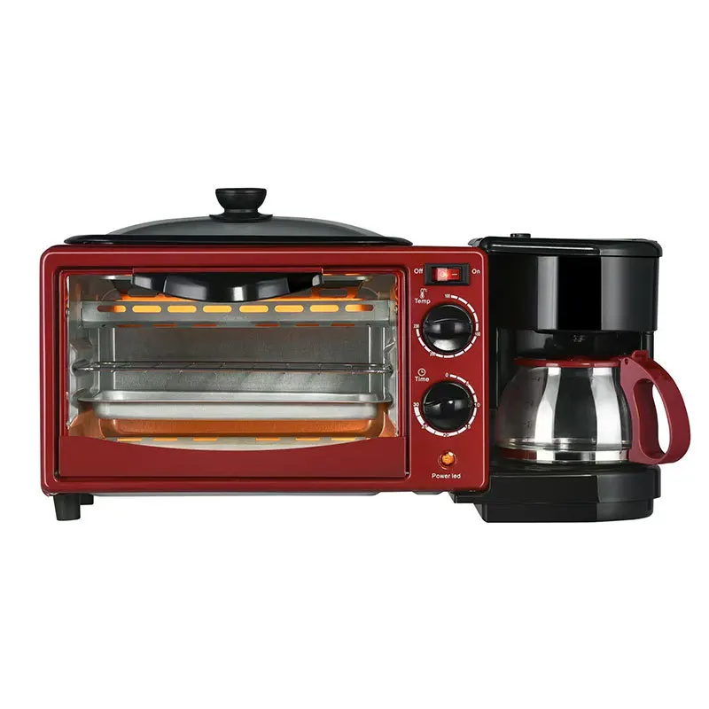 3-in-1 Multi-functional Modern Design Home Breakfast Machine Mini Toaster Oven Bread Maker Coffee Maker
