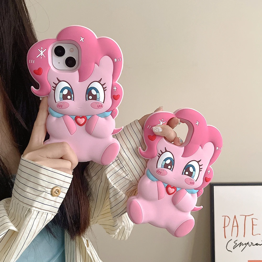 Cute Cartoon M-My Littles Ponies Stereoscopic Phone Case for IPhone 16 15 14 13 12 11 Pro Max Soft Silicone Back Cover Girl Gift