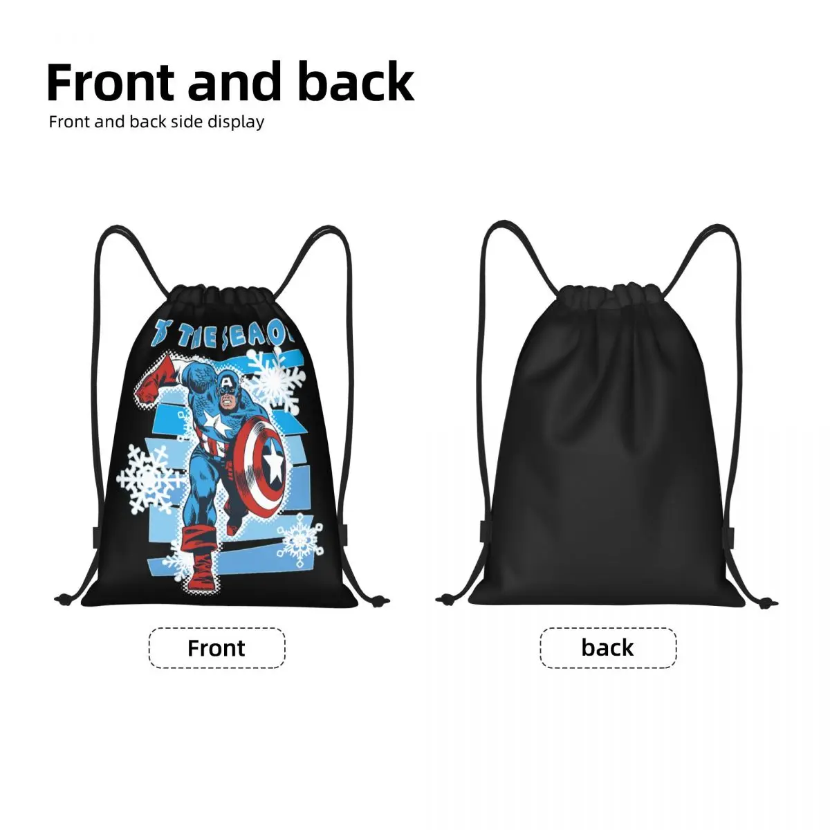 Custom Captain America Holiday Drawstring Bag for Training Yoga Backpacks Men Women Sports Gym Sackpack