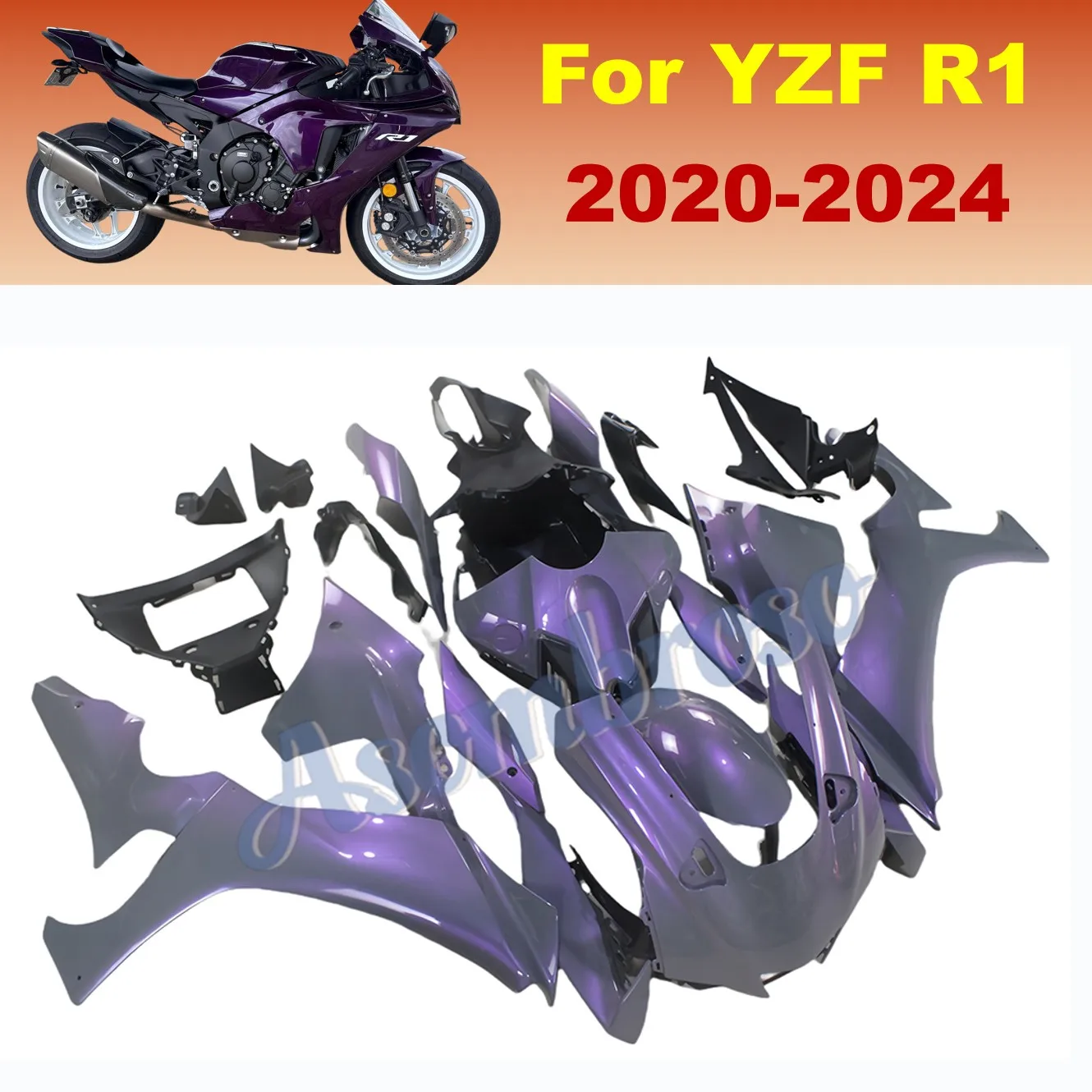 Carenados ABS para Motocicleta YZF-R1 2020-2024 para Yamaha 2021 2022 2023 2025 YZFR1, Paneles en Gris Púrpura Camaleón Dazz Pearl