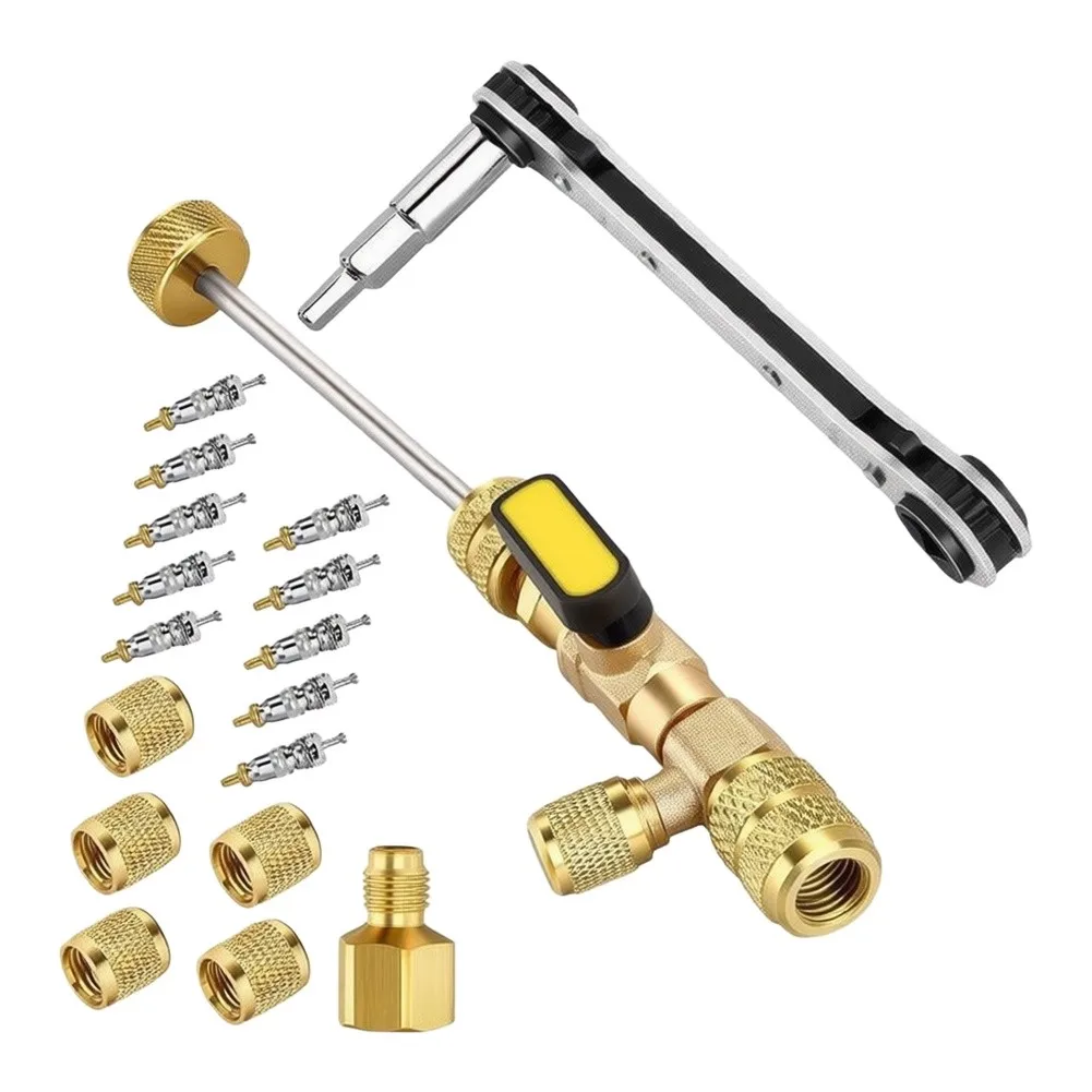 For HVAC Valve Core Removal Tool Compatible with R22 R410A R134A and Air Conditioning Systems Brass Construction