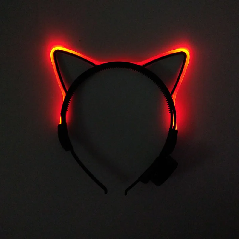 사랑스러운 빛나는 헤어 밴드 LED 고양이 귀 머리띠 여자 여자 깜박이 헤어 밴드 코스프레 Catwoman 의상 헤어 액세서리